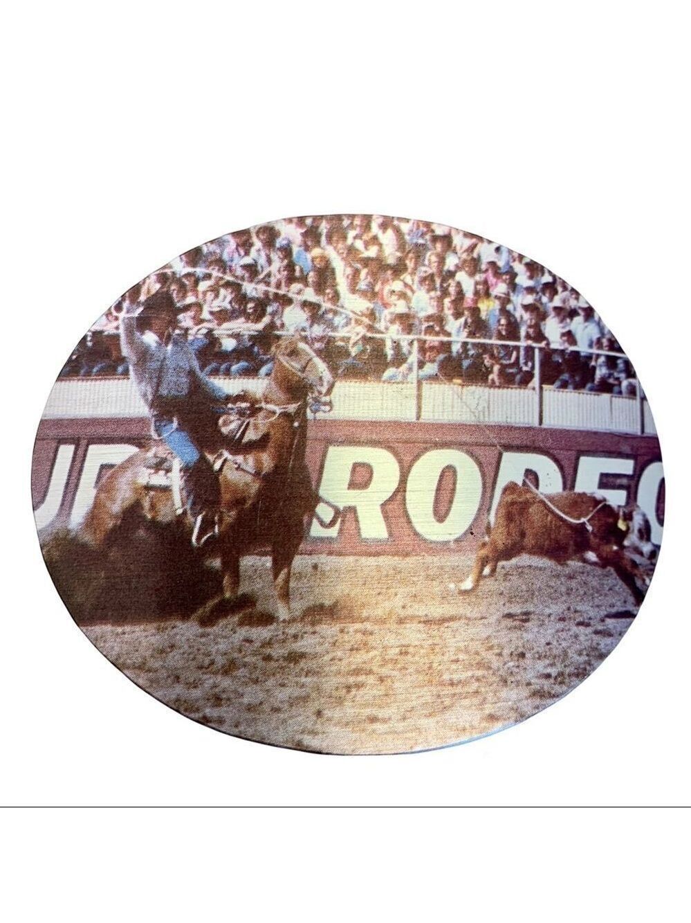 RODEO cowboy coloured picture oval belt buckle